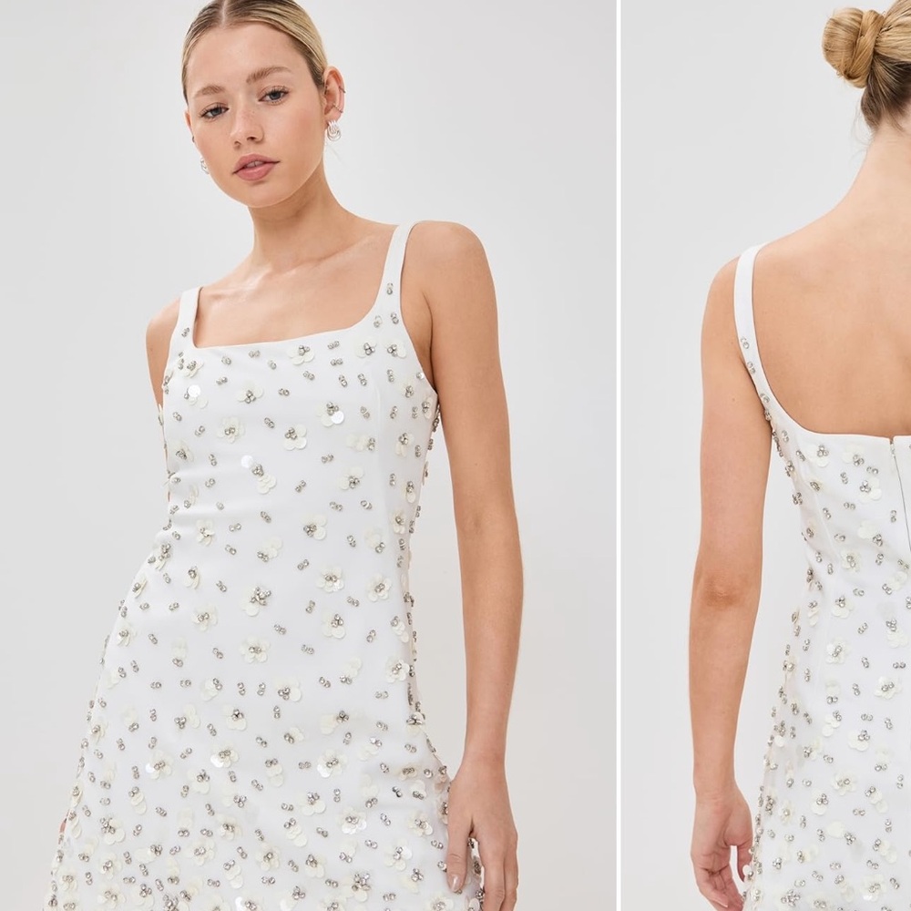 Jonathan Simkhai White Sequin Mini Dress